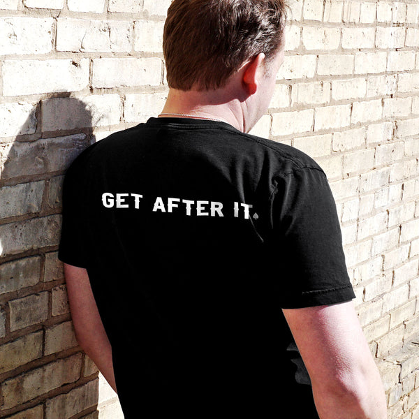 Black Tee Grit Meets Growth Large Logo - Unisex